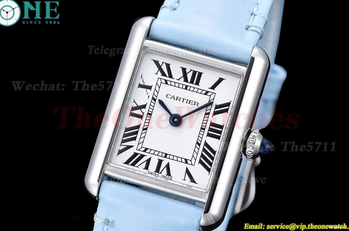 Quartz Leather White Strap LE Blue dial SS Small On Tank K11F Must 0330